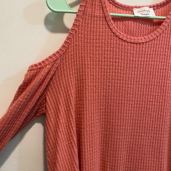 Lavender Field, Long Sleeve Top, Cold Shoulder, Size L, Blush Color- EUC - Picture 2 of 8